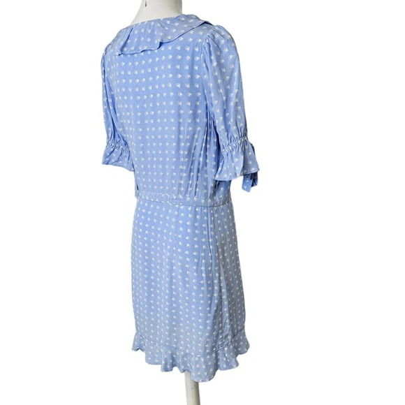 For Love & Lemons Sweetheart  Wrap Mini Dress Size Medium Cinched Tie Sleeve - Picture 4 of 12